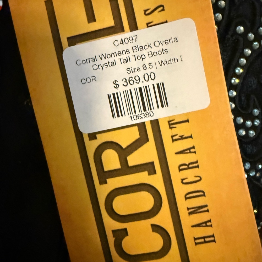 Corral Black Leather Sparkly Cowgirl Boots - Picture 7 of 7
